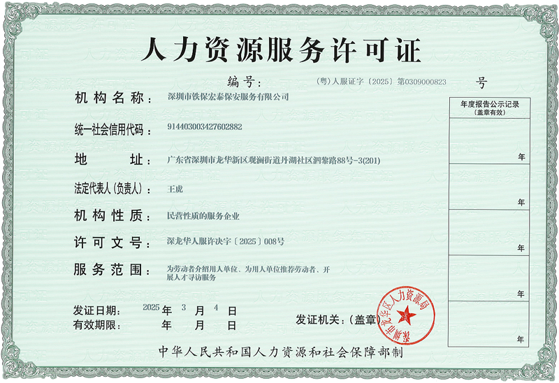 人力資源服務許可證